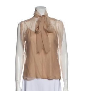 MARC JACOBS Tie Neck Sleeveless Blouse
